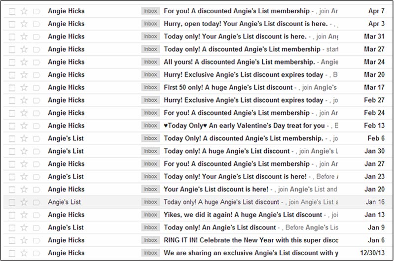 Angie's List Emails