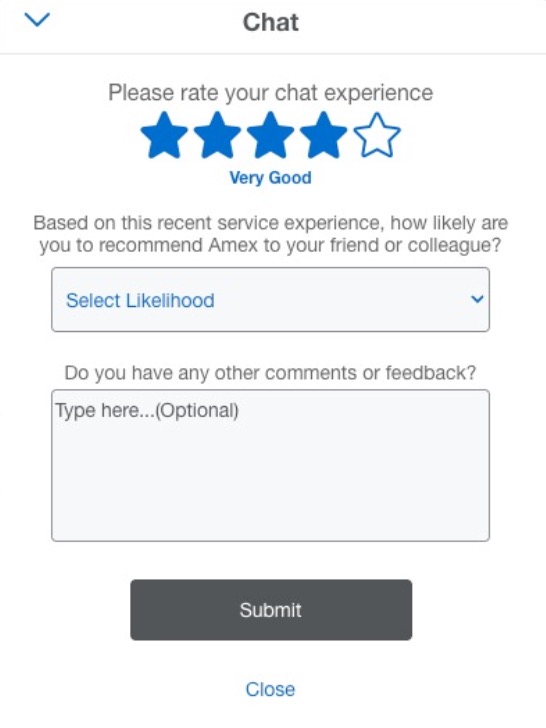 Amex NPS Amex chat NPS